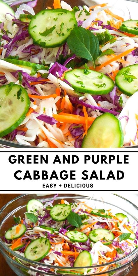 Purple Cabbage Salad Healthy, Low Carb Cabbage Salad, Purple And Green Cabbage Recipes, Salad With Purple Cabbage, Recipes For Purple Cabbage, Purple Cabbage Recipe Salad, Purple Cabbage Salad Recipe, Purple Cabbage Recipe, Purple Cabbage Salad