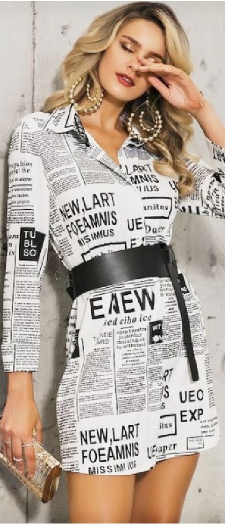 Newspaper Print Outfit, Newspaper Print Shirt, Newspaper Print Dress, Newspaper Fashion, Newspaper Dress, Dress Card, Print Shirt Dress, Newspaper Print, Celebrity Design