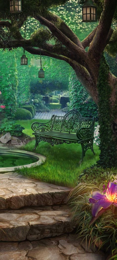 Mansion Grounds, Meditation Garden Ideas, Episode Interactive Backgrounds, Episode Backgrounds, Enchanting Garden, Meditation Garden, Fantasy Places, Garden Oasis, Dreamy Art