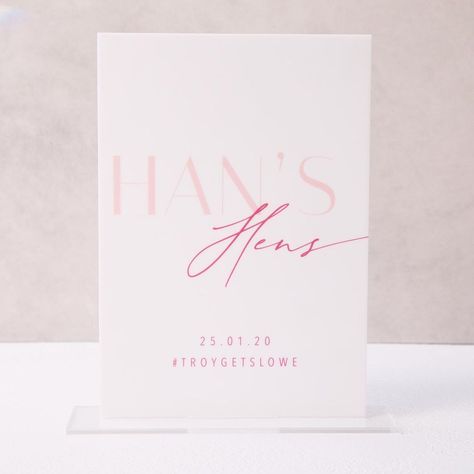 Wedding Stationery + Signage on Instagram: “Han’s Hens 💓 One of the signs for my chill hens party 🤍 I can print all sorts of stuff on acrylic with different shapes and sizes. 💫 Have…” Hens Signage, Hen Weekend, Hens Party, Hens Night, Hen Do, Hen Party, The Signs, Different Shapes, Wedding Stationery