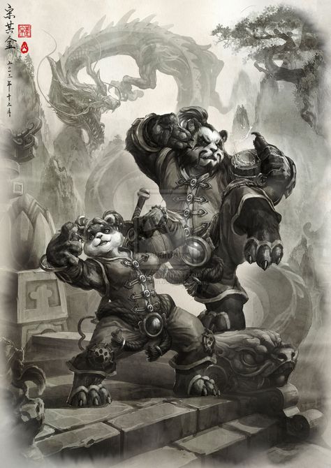 Pandaren by songqijin.deviantart.com on @deviantART Pandaren Monk, Panda Warrior, World Of Warcraft Game, Warcraft Game, World Of Warcraft Art, Warcraft Characters, Neotraditional Tattoo, Panda Tattoo, Super Powers Art