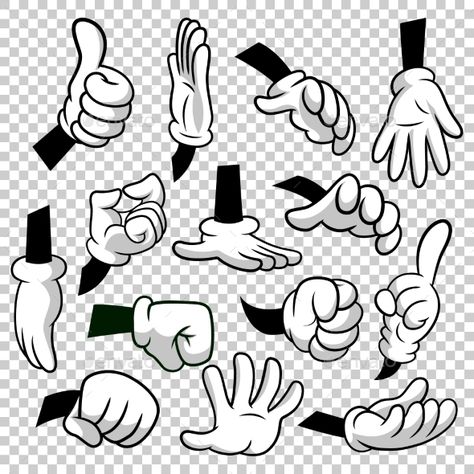 Cartoon Hands with Gloves #Icon Set Isolated - #People #Characters Download here: https://graphicriver.net/item/cartoon-hands-with-gloves-icon-set-isolated/20185082?ref=alena994 Hands With Gloves, Cartoon Gloves, Parts Of Body, Cartoon Hands, 1930s Cartoons, Cartoon Style Drawing, Vintage Cartoons, Hand Gestures, Cartoon Cartoon