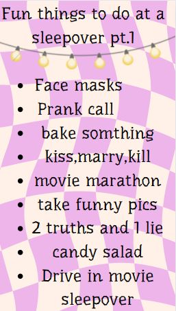 What To Bring To A Sleepover Aesthetic, Girly Things To Do At A Sleepover, Fun Things To Do With Your Brother, Things To Do At A Bday Sleepover, Sleepover Must Dos, Fun Things To Do With Your Best Friend Activities, Fun Things To Do At A Sleepover 2 People, Fun Thing To Do At A Sleepover At Night, Fun Things To Do At Sleepovers For Two