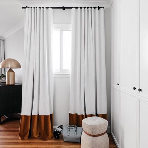 Got a thing for Cognac-coloured velvet 🥃Our Woollahra project 📷 by @felix_forest White Velvet Curtains, Decus Interiors, Color Block Curtains, Handmade Curtains, Pleated Curtains, Velvet Curtains, White Velvet, Custom Curtains, Interior Projects