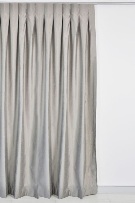 Invert Pleat Box Pleated Curtains, Tailored Pleat Curtains, Curtain Pleats Styles How To Make, French Pleat Drapery, Inverted Pleat Drapery, Extra Wide Curtains, Drapes And Blinds, Silk Curtains, Tassel Curtains