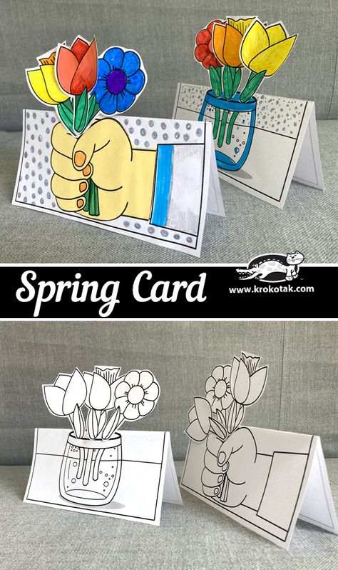 SPRING cards Easy Mother's Day Crafts, Mother's Day Projects, Mother's Day Activities, Church Decorations, Classroom Art Projects, Hand Crafts For Kids, Mothers Day Crafts For Kids, Diy Crafts For Kids Easy, Easter Tree