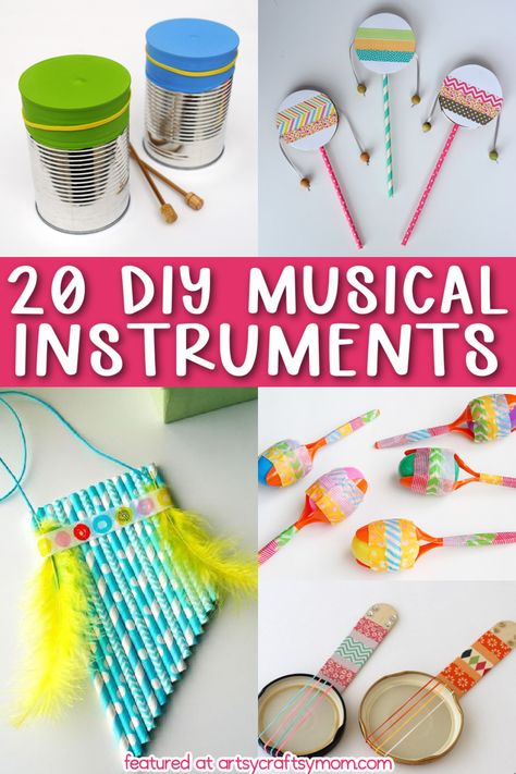 Diy Musical Instruments For Kids, Musical Instruments For Kids, Music Instruments Diy, Kids Instruments, Instrument Craft, Homemade Musical Instruments, Making Musical Instruments, Homemade Instruments, Kids Musical Instruments