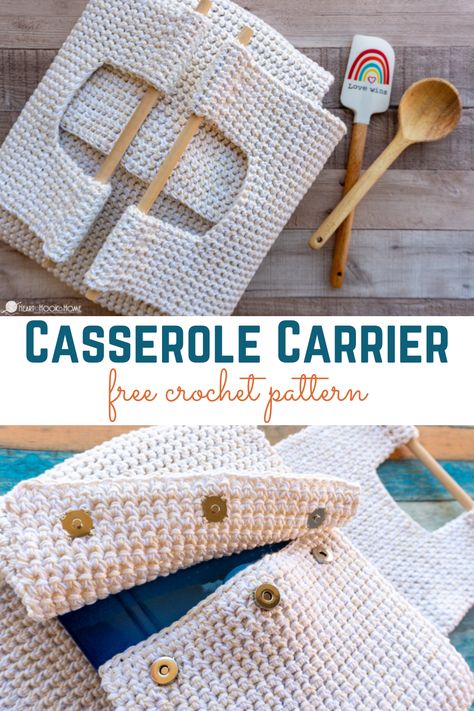 Crochet Pet Carrier Free Pattern, Crochet Grocery Bag Holder Pattern Free, Crochet Casserole Carrier Free Pattern, Crochet Functional Items, Crochet Cleaning Supplies, Home Crochet Ideas, Crochet Hat Holder Free Pattern, Crochet Home Goods, Crochet Gift Ideas Free Pattern