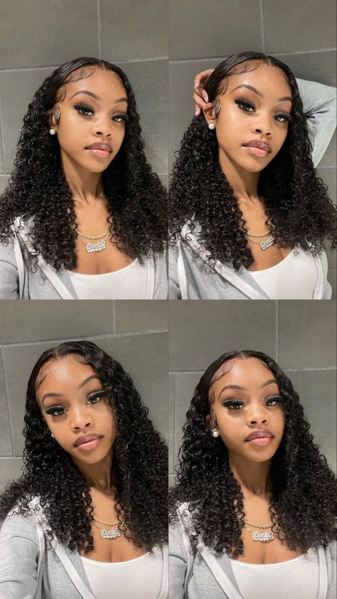 Curly Hairstyles Wig Install, Lace Front Curly, Lace Curly Hairstyles, Frontal Curly Wig Hairstyles, Curly Weaves For Black Women, Classy Curly Wig Hairstyles, Curly Wig Dramatic Edges, Short Curly Wig Styles, Short Curly Weave Hairstyles Black Women