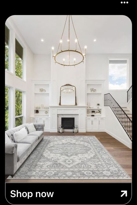 Tall Wall Ideas, Tall Ceiling Living Room, Tall Fireplace, High Ceiling Living Room, Modern Farmhouse Living, Room Upgrade, Modern Farmhouse Living Room, Fireplace Remodel, Eclectic Living Room