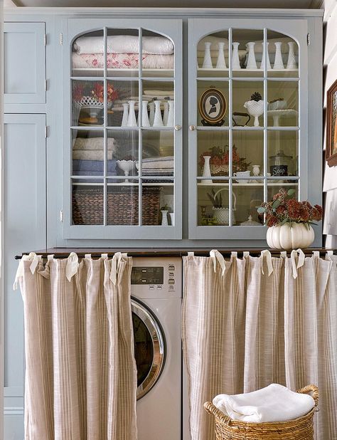 Hidden Washer and Dryer Curtain Hiding Washer And Dryer, Laundry Room Hidden Washer And Dryer, Washer Dryer Enclosure, Hidden Washer And Dryer, Mudroom Design Ideas, Mudroom Laundry Room Ideas, Laundry Mudroom, Hidden Laundry, Mudroom Laundry