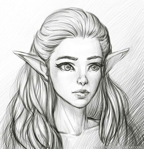 Female Elf, Drawing Hair, Fantasy Drawings, Art Pencil, Amazing Drawings, Media Images, Beautiful Drawings, A Drawing, Pencil Drawing