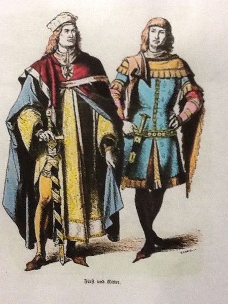 My 14th century gown is a variation on a man's cyclas, similar to the shorter tunic seen here, which will be worn with an embroidered under gown. 15th Century Fashion, History Fashion, Ancient World, Medieval Costume, Century Clothing, Medieval Clothing, Medieval Fashion, Historical Art, Dark Ages