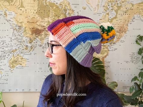 Crochet Blog — Pops de Milk - Fun and Nerdy Crochet Patterns Crochet Scrap Yarn Beanie Free Pattern, Scrap Beanie, Scrap Yarn Crochet Projects, Scrap Yarn Beanie, Yarn Crochet Projects, Nerdy Crochet Patterns, Crochet Knot, Nerdy Crochet, Yarn Beanie