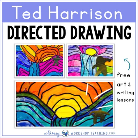 Landscape Art For Kids, Ted Harrison, Grade 5 Art, Grade 3 Art, Landscape Art Lessons, Grade 2 Art, Grade 1 Art, 3rd Grade Art, Directed Drawing