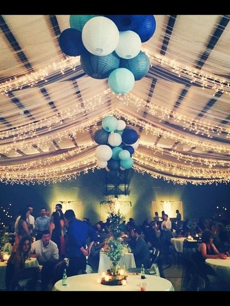 Gym Wedding Reception, Gym Reception, Church Reception, Wedding Reception Hall, Wedding Ceiling, Wedding Hall Decorations, Church Pictures, White Lanterns, Gym Wedding