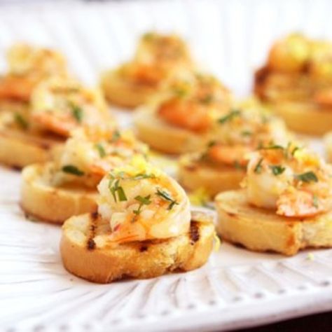 Shrimp Bruschetta with Limoncello Shrimp Bruschetta, Cilantro Shrimp, Grilled Appetizers, Limoncello Recipe, Spring Dishes, Classic Appetizers, Appetizers And Dips, Appetizer Dips, Spring Recipes