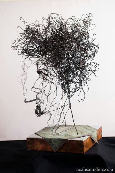 Noah Saunders: wire sculpture Abstract Wire Sculpture, Wire Portraits, Cardboard Art Sculpture, Waste Art, 3d Pen Art, Wire Art Sculpture, Art Wire, Wire Drawing, Picasso Art