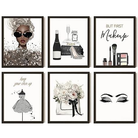 Vanity Pictures, Silver Bedroom Decor, Glam Room Decor, Wall Art For Women, Glam Wall Decor, Silver Wall Decor, Silver Decorations, Makeup Poster, Silver High Heel