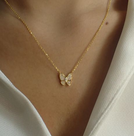 butterfly necklace, butterfly pendant, butterfly jewelry, minimalist necklace, daily wear necklace, Gold plated necklace, gold necklace, Butterfly charm, gift for her, bridesmaid gift, gift for gf, gift for mom, gift for sister Daily Wear Necklace, Butterfly Necklaces, Penny 1, Crystals Gems, Gifts For Gf, Butterfly Necklace Gold, Studded Necklace, Necklace Diamond, Wear Necklaces