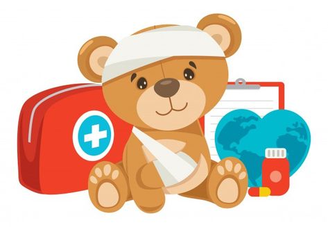 First Aid Pictures, First Aid Kid, Medicine Pictures, Nurse Drawing, Kindergarten Drawing, Lazy Animals, First Aid For Kids, Nurse Party, Baby Boy Shower Party