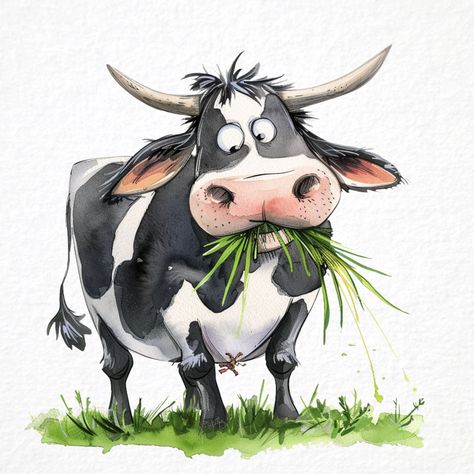 Farm Animal Drawings, Calf Drawing, Cartoon Farm Animals, Funny Farm Animals, Farm Drawing, Farm Animals Pictures, Cow Watercolor, Sheep Cartoon, Animal Caricature