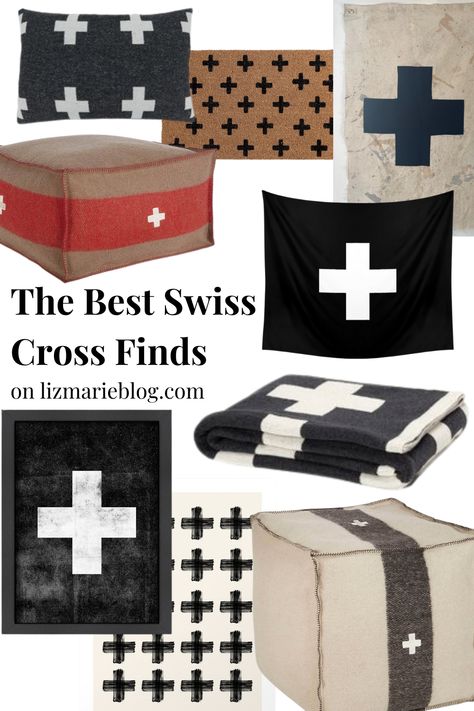 Swiss Cross Pillow, Swiss Cross Decor, Swiss Chalet Decor, Swiss Cross Rug, Ski Lodge Bedroom, Swiss Cross Blanket, Ski Bedroom, Swiss Decor, Ski Houses