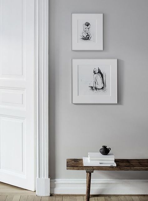 INTERIOR TRENDS | In love with greige | ITALIANBARK Grey Hallway, Light Grey Walls, Framed Pictures, Bright Living Room, Furnished Apartment, Trendy Home, Scandinavian Interior, Interior Trend, Grey Walls