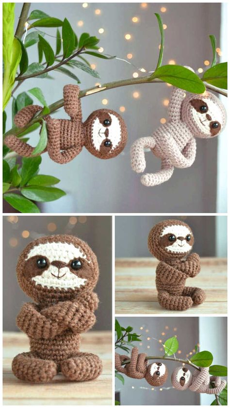 Sloth Crochet Pattern, Amigurumi Sloth, Sloth Crochet, Sloth Pattern, Crochet Sloth, Free Crochet Amigurumi, Step By Step Crochet, Free Amigurumi Patterns, Crochet Tutorials