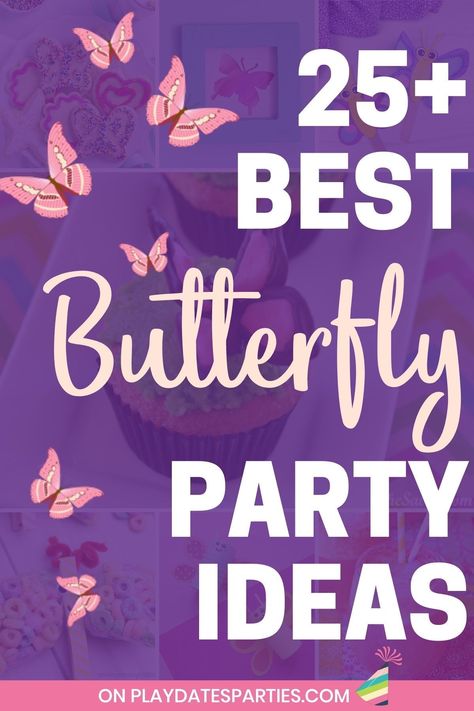 What could be sweeter than a butterfly themed party? Whether you're planning a 1st birthday party, Mother's Day, kids birthday party, or a special baby shower, these beautiful butterfly party ideas are for you. With plenty of DIY butterfly party decorations and centerpieces, invitations, games, and heaps of food ideas, you'll be able to plan an enchanting party in just an afternoon. Don't forget to grab our free printable party planner while you're here, too. Butterfly Party Ideas Sweet 16, Buterfluffy Party Theme, Butterfly Themed Party Decoration, Butterfly Party Decorations Centerpieces, Diy Butterfly Party Decorations, Diy Butterfly Birthday Decorations, Butterfly Brunch Ideas, Butterflies Party Ideas Decorations, Butterfly Theme Party Ideas