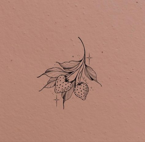 Cottage Core Tattoos Ideas, Strawberry Tree Tattoo, Strawberry Flash Tattoo, Into The Mystic Tattoo, Cottage Core Tattoo Ideas, Strawberry Flower Tattoo, Sci Fi Tattoos, Cottagecore Tattoo Ideas, Strawberry Tattoo Design