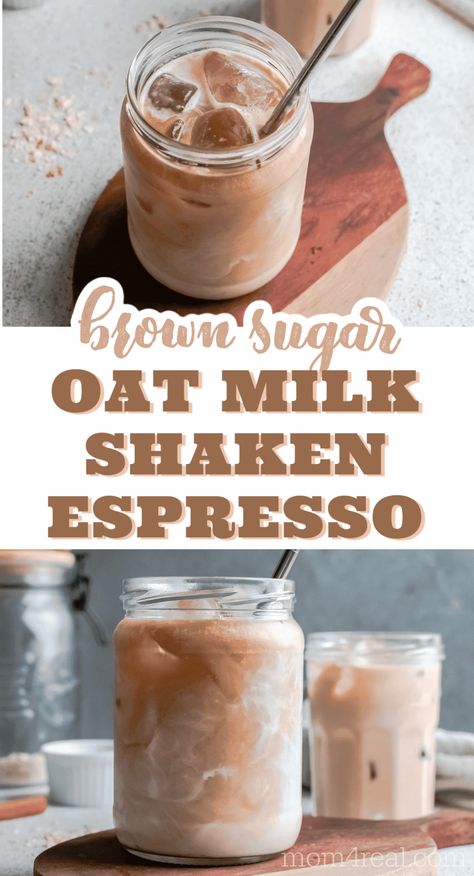 Oat Milk Shaken Espresso Starbucks, Oat Milk Espresso, Shaken Espresso Starbucks, Oat Milk Shaken Espresso, Brown Sugar Simple Syrup, Shaken Espresso, Make Brown Sugar, Espresso Recipes, Mocha Frappuccino