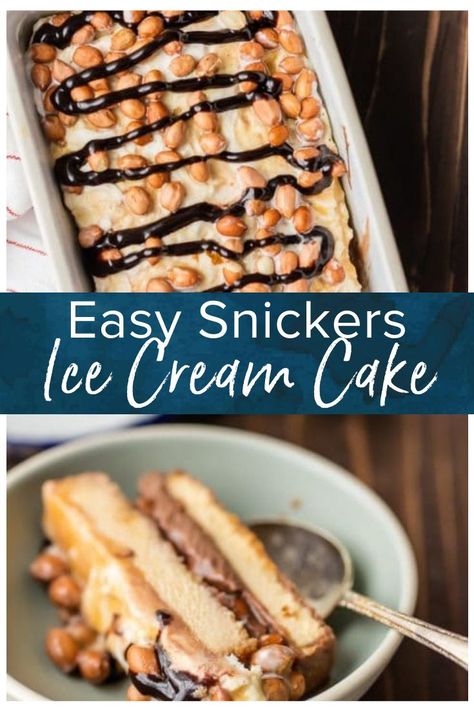 Easy Ice Cream Cake Recipe, Snickers Ice Cream Cake, Snickers Ice Cream, Easy Ice Cream Cake, Cream Cake Recipe, Easiest Recipes, Cream Caramel, Easy Gluten Free Desserts, Ice Cream Cake Recipe