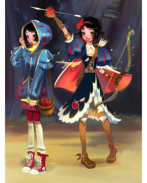 lady shalirin na Instagramie: „🌹Snow White  Fairy is the guardian of the forest! (Kinda Robin Hood) 🦋 Protects all life from poachers, and protects the health of…” Kida Disney, Two Personalities, Cosplay Disney, Arte Pin Up, Disney Princess Artwork, Disney Princess Fan Art, Pixar Characters, Disney Artwork, Pinturas Disney