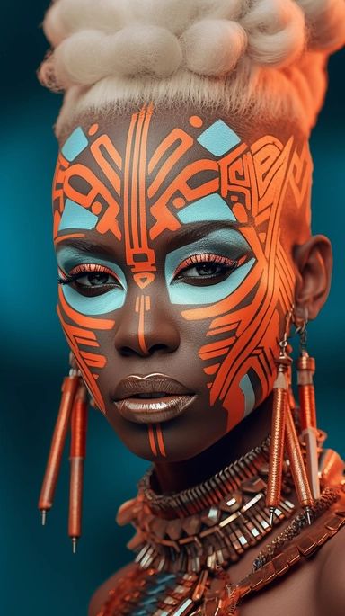 African Face Paint, African Warrior, Afrofuturism Art, Home Decor Artwork, Afrique Art, Afrikaanse Kunst, African Art Paintings, Afrocentric Art, Painted Face