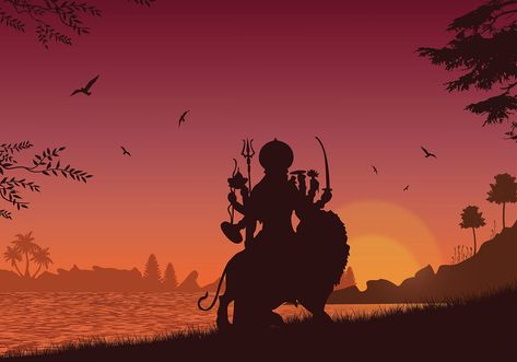 Durga Silhouette Vector