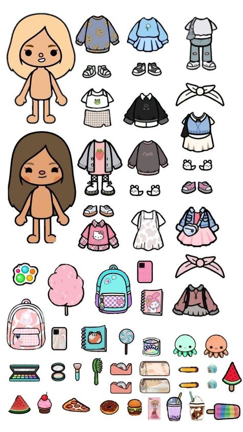 Toca Boca Life Printable, Toca Boca Printables Doll, Paper Dolls Diy Toca Boca, Toca Boca Doll Paper, Doll Paper Craft Free Printable, Diy Paper Dolls Templates, Doll Paper House, Toca Boca Paper Doll Printable, Cute Paper Dolls Printable