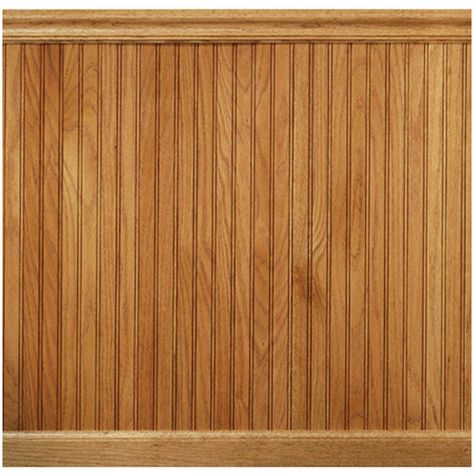 Oak Beadboard Wainscoting, Modern Wainscoting Ideas Bathroom, Modern Beadboard Walls, Varnishing Wood, Beadboard Half Wall, Half Wall Paneling Ideas, Stained Beadboard, Wainscot Paneling, 1950s Kitchen Remodel