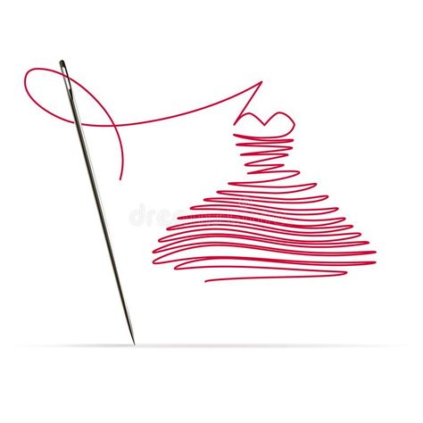 Sewing Needle with a Red Thread in the Form of a Dress. On white background #Sponsored , #Ad, #Sponsored, #Needle, #Thread, #white, #Red Sewing Illustration Art, Thread Illustration, Sewing Background, Sewing Vector, Needle Drawing, Sewing Business Logo, Thread Logo, Sewing Images, Sewing Logo Design