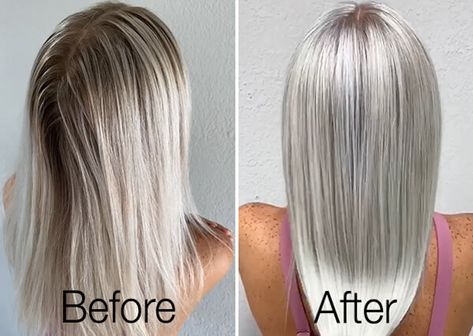 The Ice-Blonde Technique That Delivers Blonde Envy – Joico Icy Blonde Hair Toner, Joico Toner Formula Blonde, Joico Blonde Formulas, Diy Platinum Blonde Hair At Home, Joico Lumishine Formulas Blonde, Joico Toner Formula, Platinum Blonde Toner, High Lift Hair Color, White Hair Toner