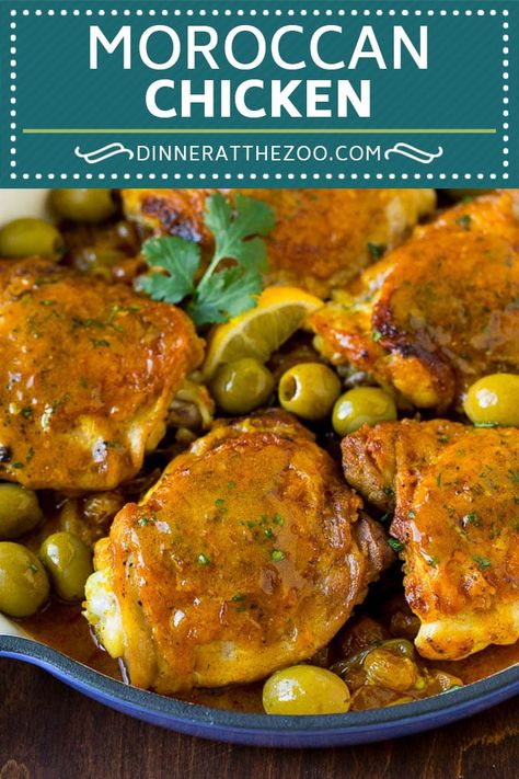 Moroccan Chicken Recipe #chicken #dinner #olives #dinneratthezoo Moroccan Chicken Recipe, Arabisk Mad, Tagine Recipes, Moroccan Dishes, Moroccan Chicken, One Pot Meal, Dinner Chicken, Moroccan Food, Foodie Friends