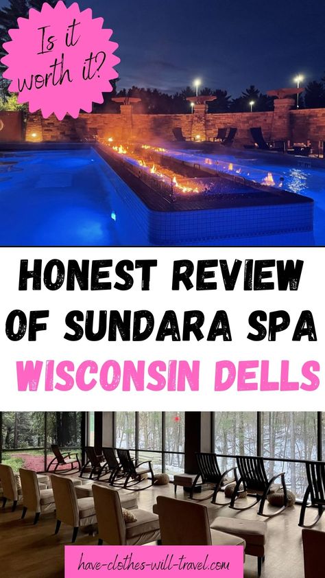 Wondering if Sundara Inn & Spa in Wisconsin Dells is actually worth its hefty price tags? This post is my HONEST Sundara Inn & Spa review of their services and amenities. I am also discussing whether I think it is worth spending the night here or not. Sundara Inn & Spa is a top-rated, adults-only spa resort in Wisconsin Dells – which is just a couple of hours away from where I live in Wisconsin. This resort is a wildly different experience from the other waterpark resorts that are in Wisconsin D Wisconsin Dells Bachelorette, Wisconsin Dells Bachelorette Party Ideas, Wisconsin Dells Resorts, Wilderness Resort Wisconsin Dells, Spa Weekend, Minnesota Travel, Infinity Edge Pool, Wisconsin Dells, Milwaukee Wisconsin