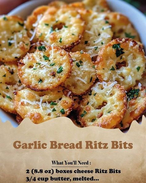 Fast Food - Garlic Bread Ritz Bits
Ingredients
2 (8.8 oz)... Garlic Ritz Cracker Recipes, Crispy Garlic Bread Ritz Bits Delight, Garlic Bread Ritz Crackers, Crispy Garlic Bread Ritz Bits, Garlic Bread Ritz Bits, Garlic Bread Ritz Bitz, Ritz Bits, Garlic Toast, Garlic Bread