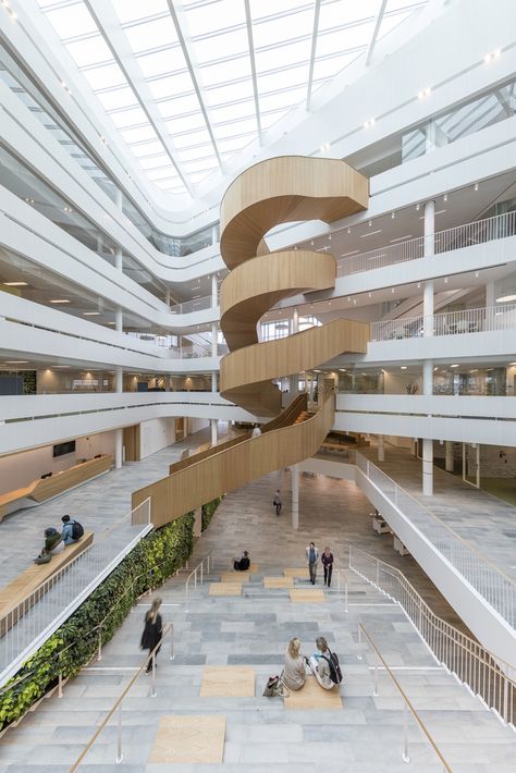 3xn Architecture, Ramps Architecture, City Hall Architecture, Site Analysis Architecture, Uppsala University, Atrium Design, University Architecture, Stairs Architecture, Archi Design