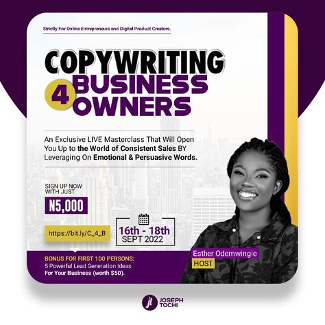 Online Class Poster Design, Online Training Flyer Design, Class Poster Design, Course Flyer, Persuasive Words, Copywriting Business, Flyer Inspiration, Class Poster, Social Media Branding Design