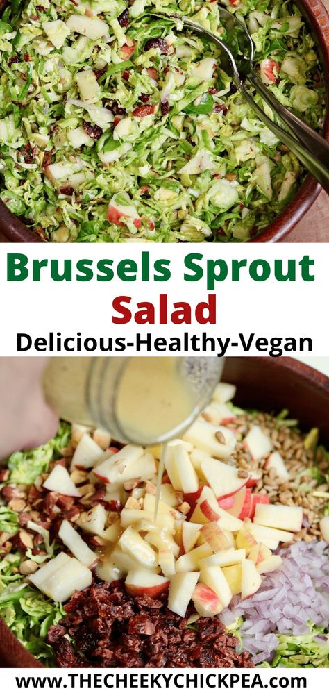 Vegan Brussel Sprout Recipes, Maple Mustard Vinaigrette, Brussel Sprout Slaw, Salad Recipes Holidays, Shaved Brussel Sprout Salad, Smoked Almonds, Shredded Brussel Sprout Salad, Brussel Sprout Salad Recipes, Shredded Brussels Sprouts