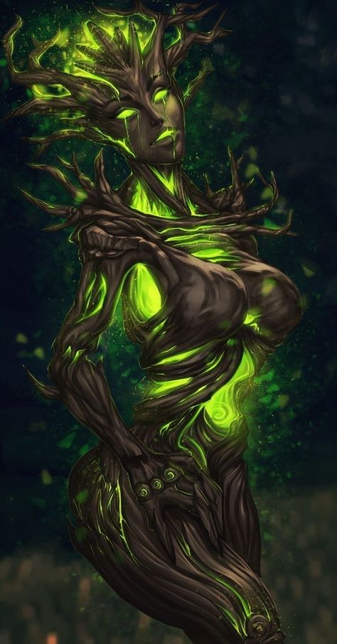 Ent Fantasy Art, Dryad Art Nymphs, Fey Creatures Fantasy Art, Dark Faerie Art, Evil Dryad, Druid Fantasy Art, Dryad Art, Questioning Reality, Tree Monster