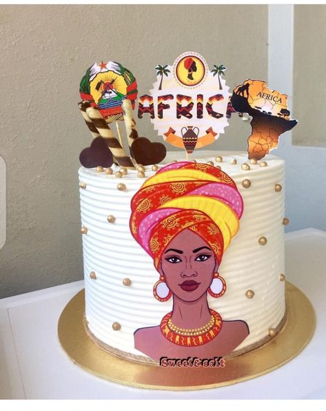 Rapunzel Cake Topper, Africa Cake, African Wedding Cakes, Picture Cake, Rapunzel Cake, Africa Day, Black Napkins, Blueberry Cobbler, Cake Walk