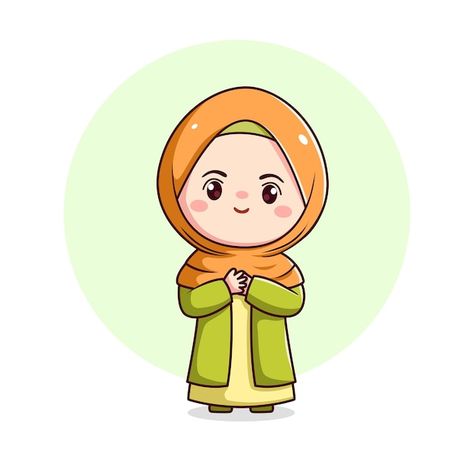 Vector cute hijab girl feel grateful kaw... | Premium Vector #Freepik #vector #islamic-girl #islamic-character #muslim-character #hijab-character Hijab Doodle, Muslim Girl Cartoon, Hijab Girl Cartoon, Flat Character, Ramadan Prayer, Ramadan Kids, Illustration Art Kids, Girl Drawing Sketches, Muslim Kids