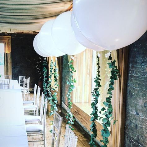 🌿 Our fresh Eucalyptus Giant Balloons looked fantastic at @elmorecourt this weekend 🌿 Balloons With Greenery, Balloon Tassel, Jumbo Balloons, Led Balloons, Big Balloons, Giant Balloons, Greenery Garland, Peach Blush, White Balloons